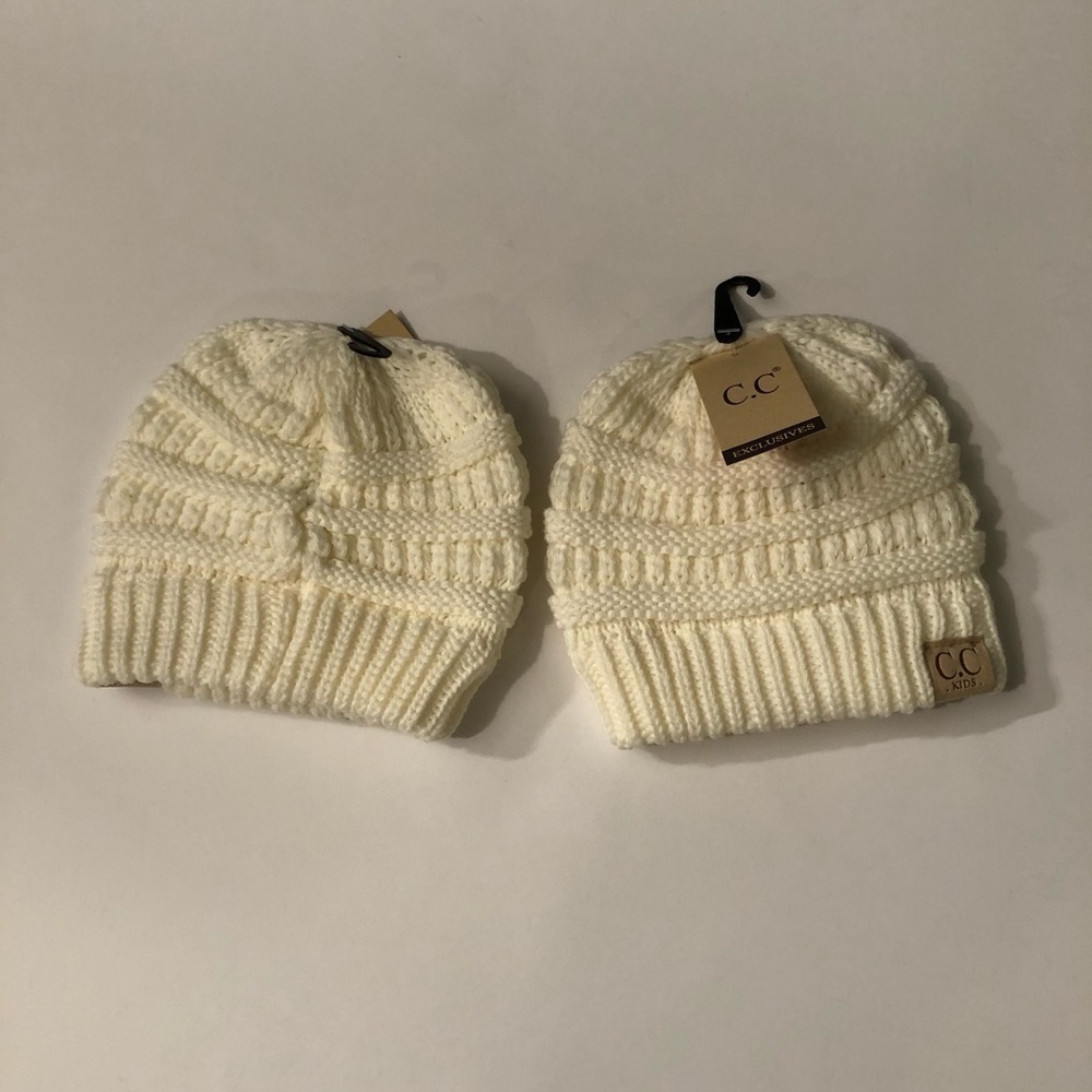 🆕 C.C Exclusives Ivory Kids Knit Beanie